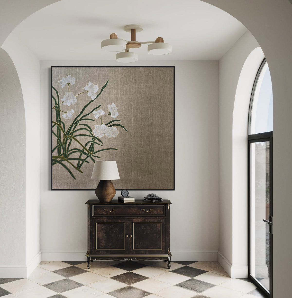 Obra "Flores & Viento" con oro