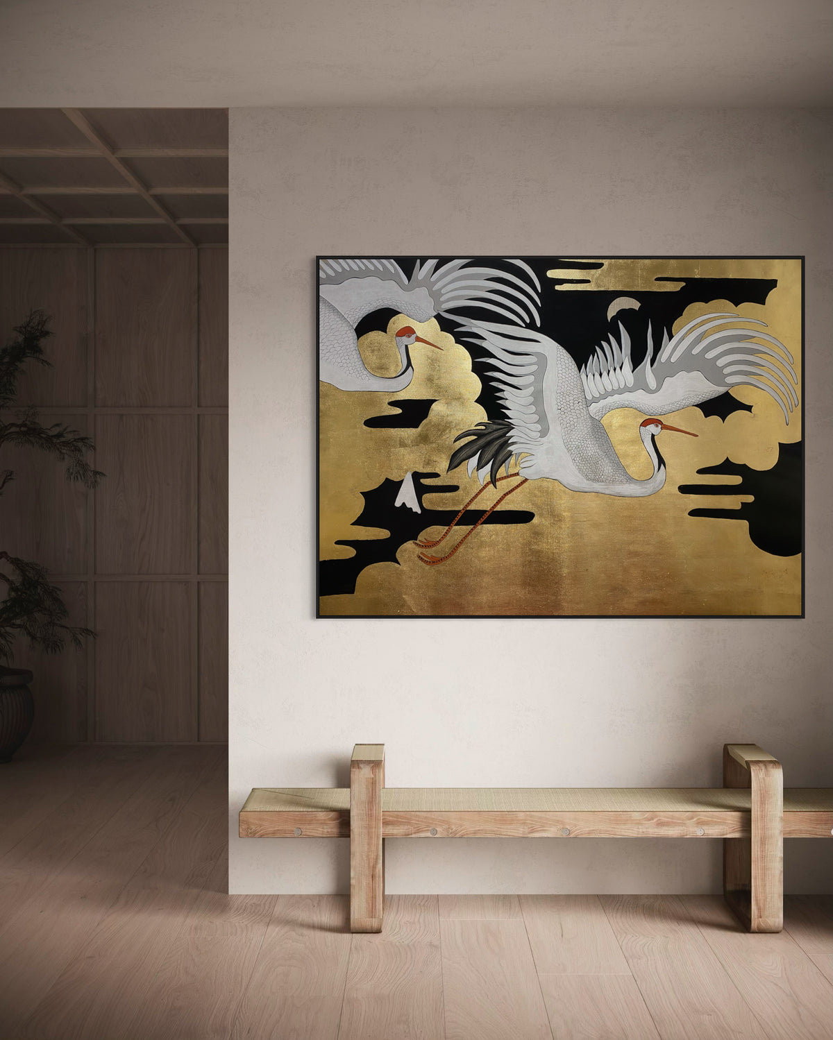 Pintura "Vuelo de Garzas"