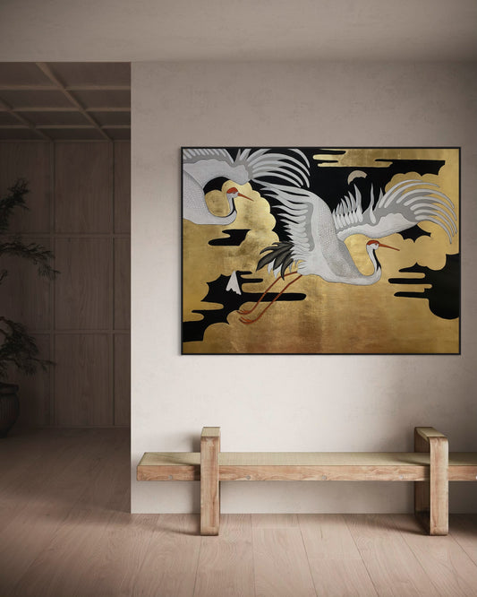 Pintura "Vuelo de Garzas"